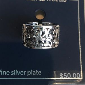 Silver plated filigree ring